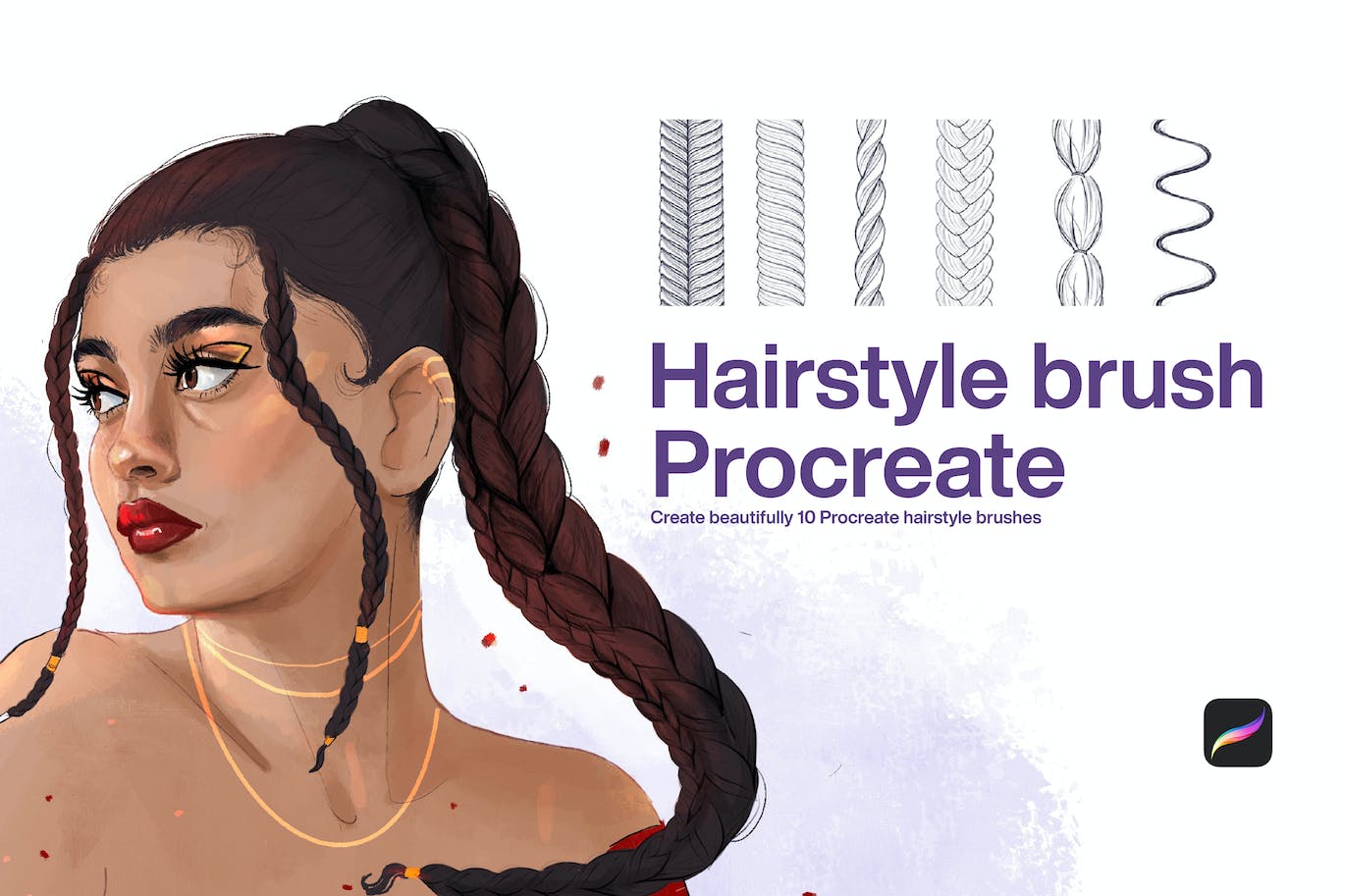 10个发型印章Procreate笔刷 10 Hairstyle Brush Procreate 笔刷资源 sucaiwan.com