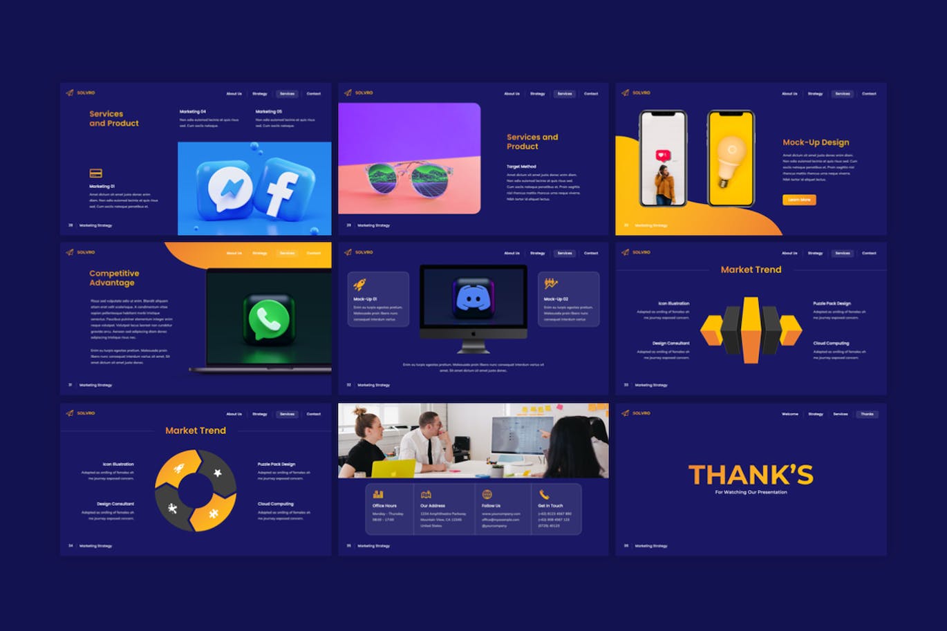 市场营销战略谷歌幻灯片素材 Solvro – Marketing Strategy Google Slides Template 幻灯图表 sucaiwan.com