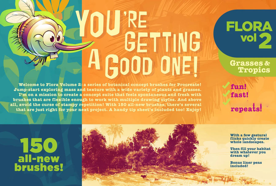 Procreate笔刷-植物树木草地图案笔刷素材 笔刷资源 sucaiwan.com