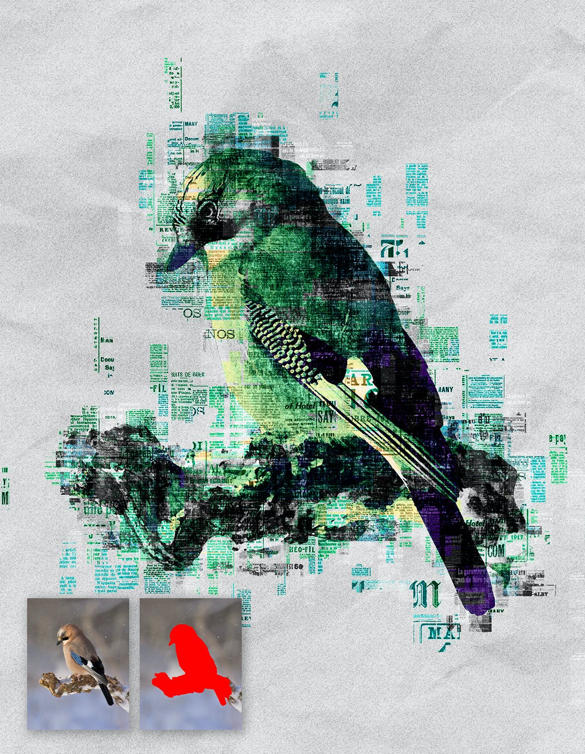 报纸艺术照片处理效果PS动作模板 Newspaper Art Photoshop Action 插件预设 sucaiwan.com
