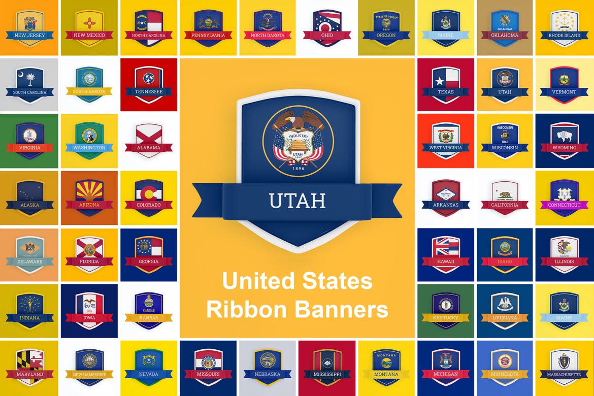 国旗丝带Banner横幅样机素材 USA Flag Ribbon Banners 样机素材 sucaiwan.com