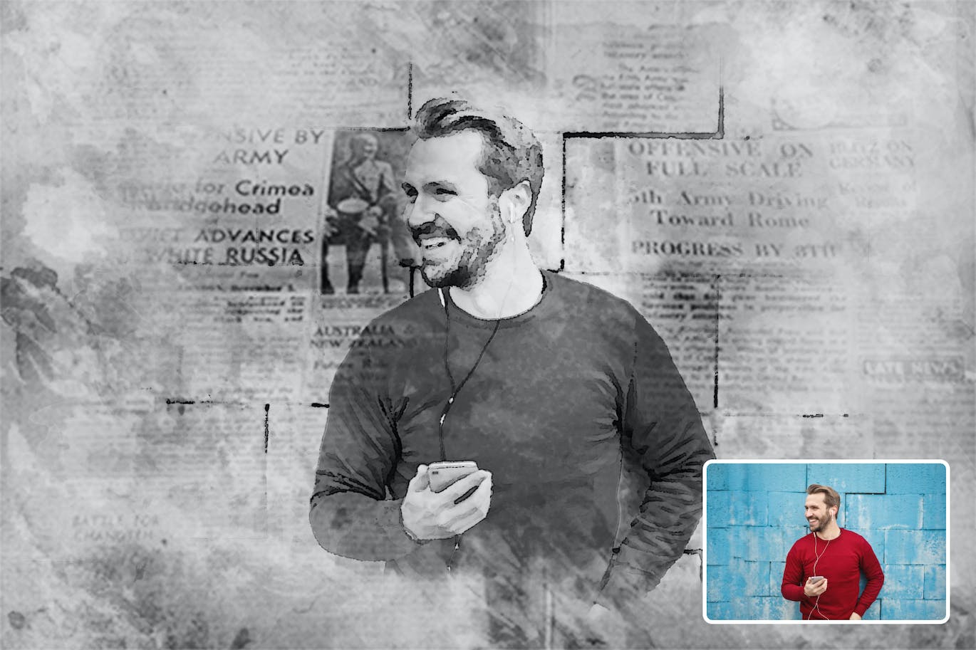 复古报纸效果PS动作模板 Old Newspaper Photoshop Action 插件预设 第3张-素材湾丨精选海外优质设计素材资源 复古报纸效果PS动作模板 Old Newspaper Photoshop Action 插件预设 sucaiwan.com