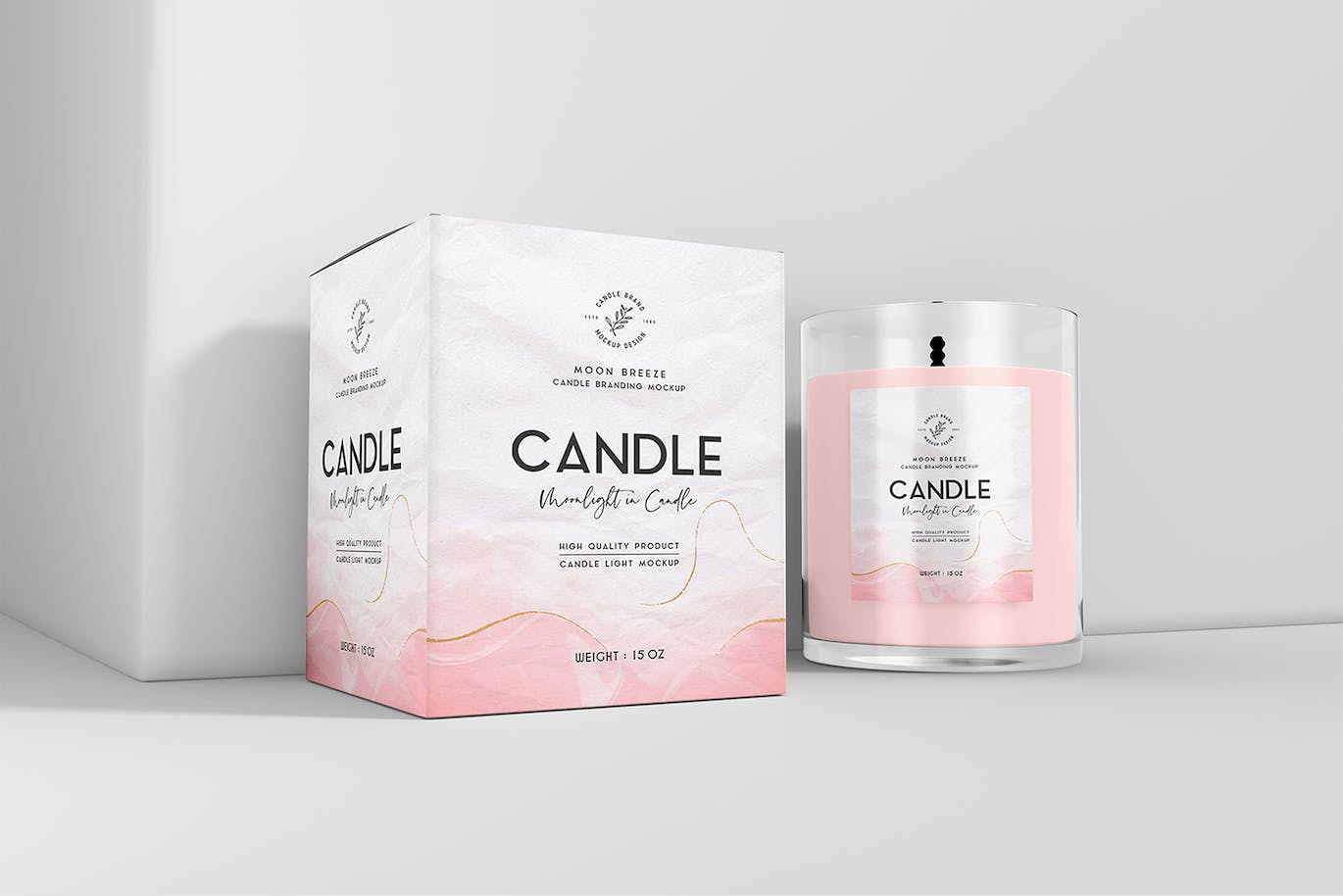 玻璃蜡烛罐和盒子设计样机套装 Glass Candle Jar and Box Mockup Set 样机素材 sucaiwan.com