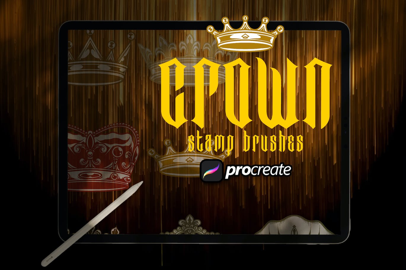皇冠纹章Procreate印章绘画笔刷素材 Crown Heraldic Brush Stamp Procreate 笔刷资源 sucaiwan.com