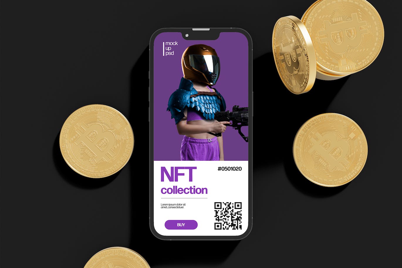 比特币和智能手机屏幕样机 Bitcoin and Smartphone Mockup 样机素材 sucaiwan.com