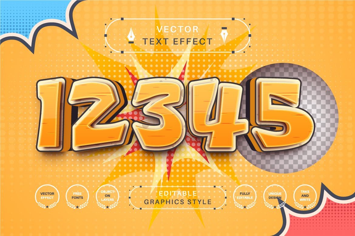 幽默漫画矢量文字效果字体样式 Humor Comic – Editable Text Effect, Font Style 插件预设 sucaiwan.com