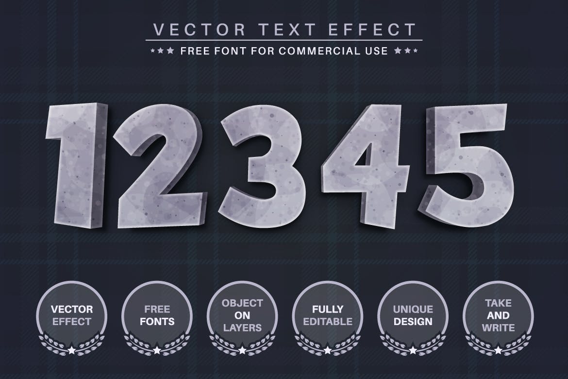 石材纹理矢量文字效果字体样式 Stone Texture – Editable Text Effect, Font Style 插件预设 sucaiwan.com