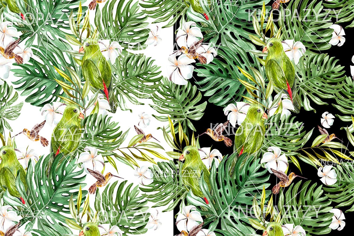 手绘水彩花卉叶子图案素材 Hand Drawn Watercolor 14 PATTERNS 图片素材 sucaiwan.com