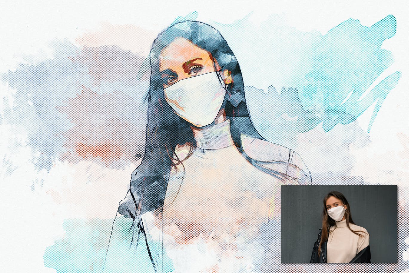 混合艺术绘画效果PS动作 Mixed Art Painting Photoshop Action 插件预设 sucaiwan.com