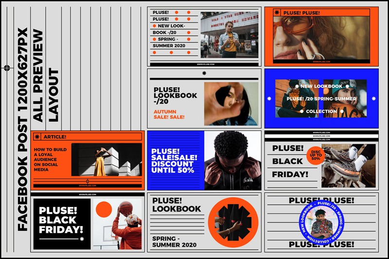 PLUSE! 大胆新潮现代抽象简约时髦错版文字社交媒体PSD模板 图片素材 第6张-素材湾丨精选海外优质设计素材资源 PLUSE! 大胆新潮现代抽象简约时髦错版文字社交媒体PSD模板 图片素材 sucaiwan.com