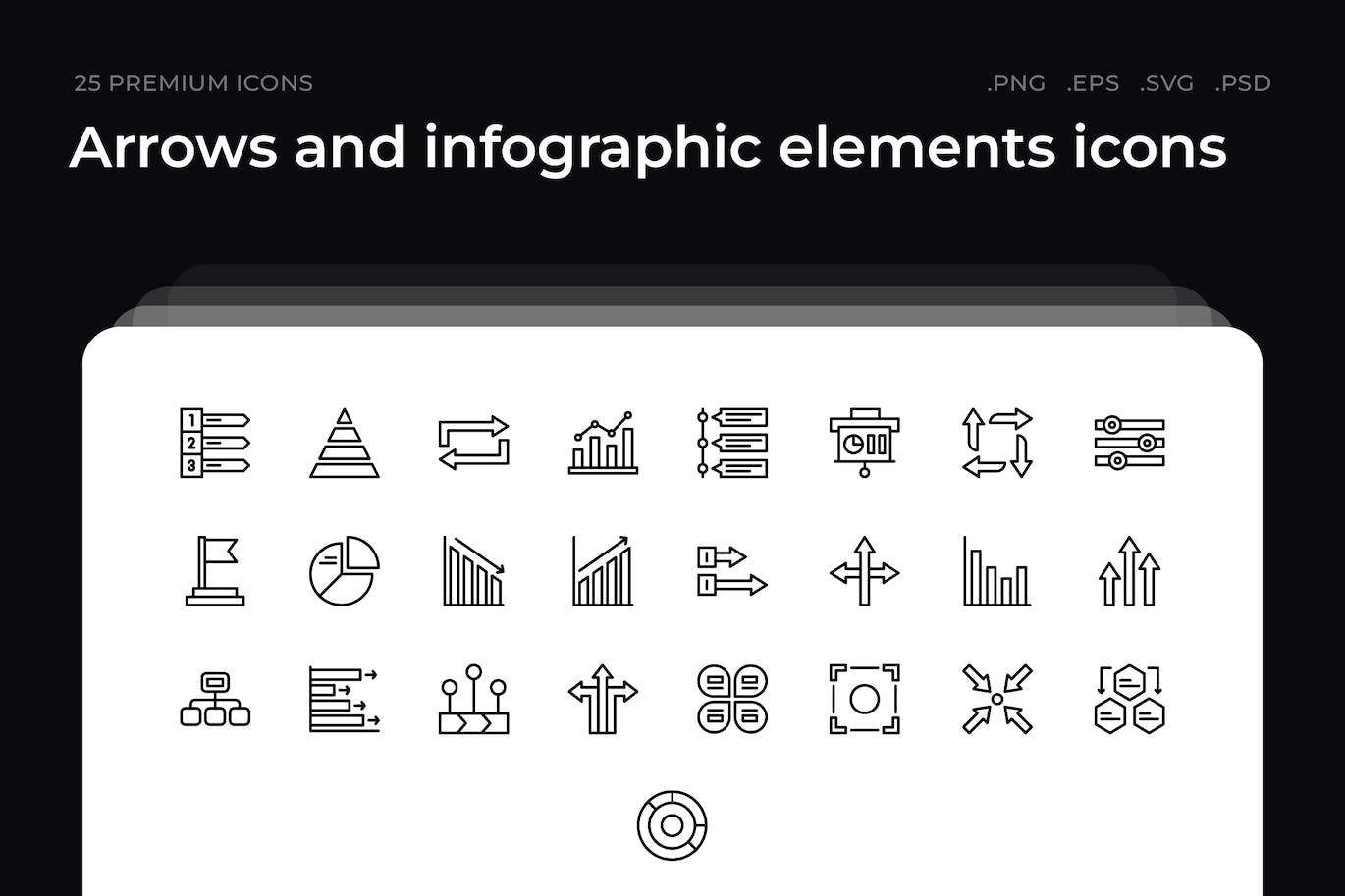25枚箭头和信息图形元素主题简约线条矢量图标 Arrows and infographic elements icons 图标素材 sucaiwan.com