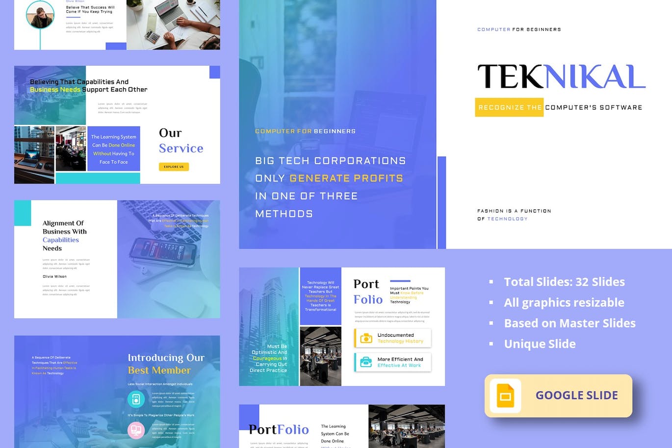 技术和商业谷歌幻灯片模板下载 Teknikal – Technology and Business Google Slide 幻灯图表 sucaiwan.com