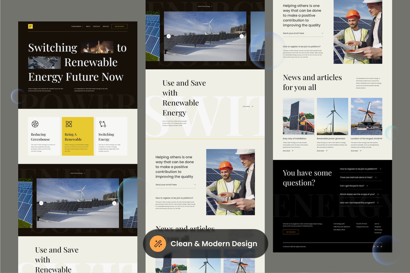 可再生能源网站着陆页面设计模板 Onicrom – Clean Energy Landing Page APP UI sucaiwan.com