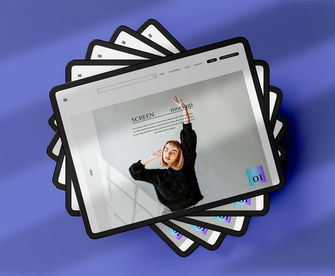 App UI设计展示平板电脑样机psd模板v3 Tablet for Application UI Designs Mockup 样机素材 sucaiwan.com