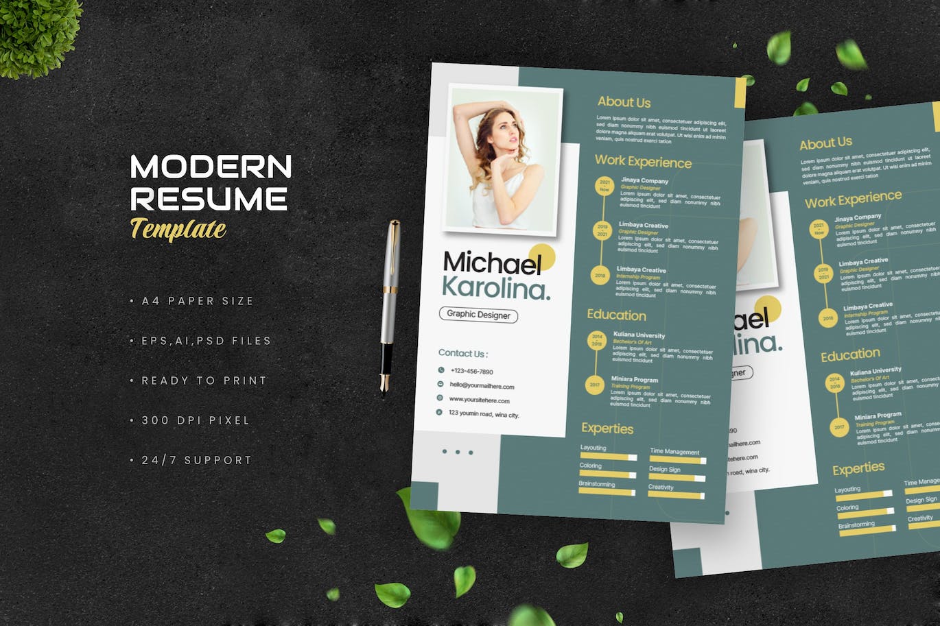 现代创意简历模板 Modern Creative Resume 幻灯图表 sucaiwan.com