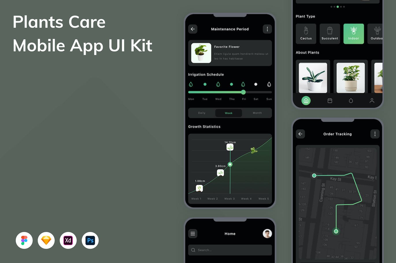植物护理移动应用UI设计套件 Plants Care Mobile App UI Kit APP UI sucaiwan.com