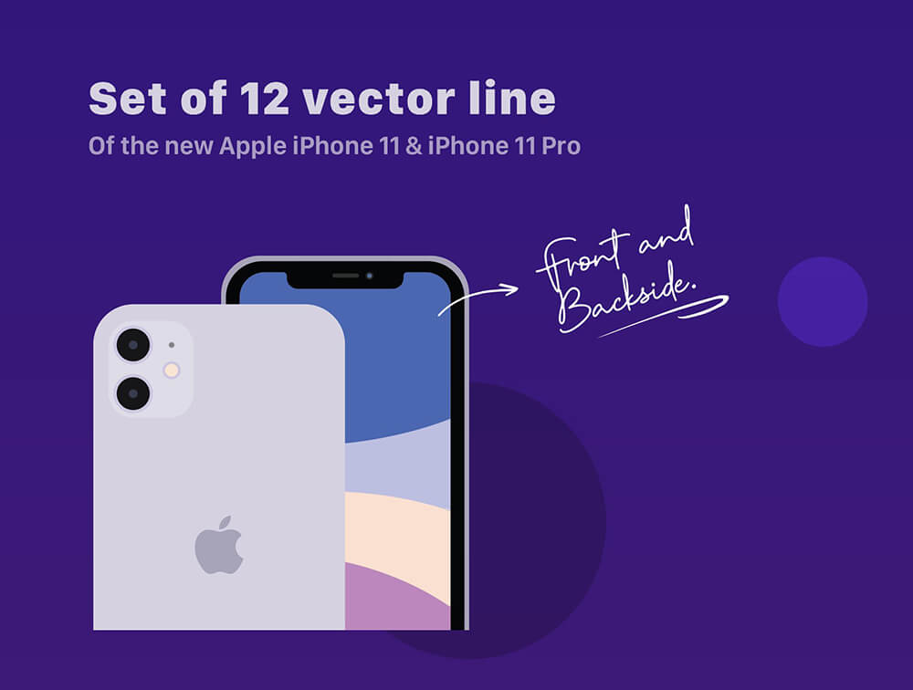 极简平面 iPhone 11 & 11 Pro矢量插画集 图片素材 sucaiwan.com