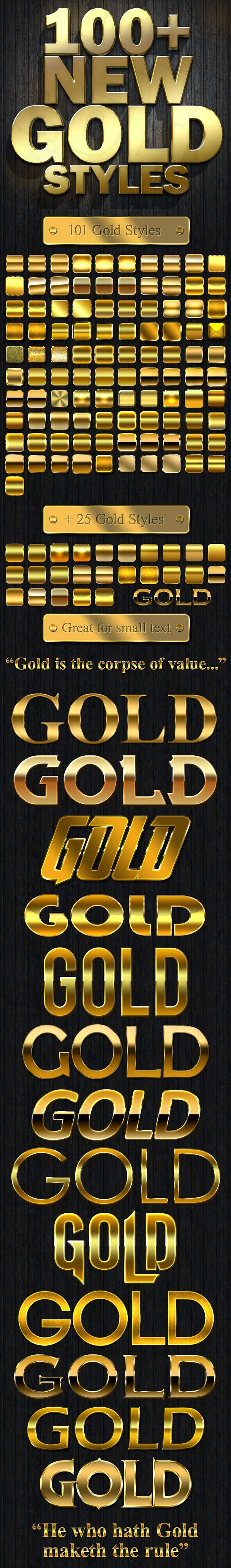 100种黄金文字特效PS样式，ASL PSD格式 插件预设 sucaiwan.com