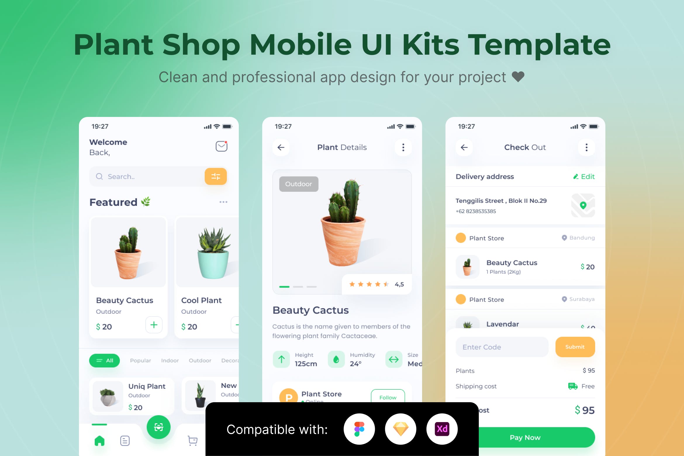 植物商店App移动应用UI套件模板 Plant Shop Mobile App UI Kits Template APP UI sucaiwan.com