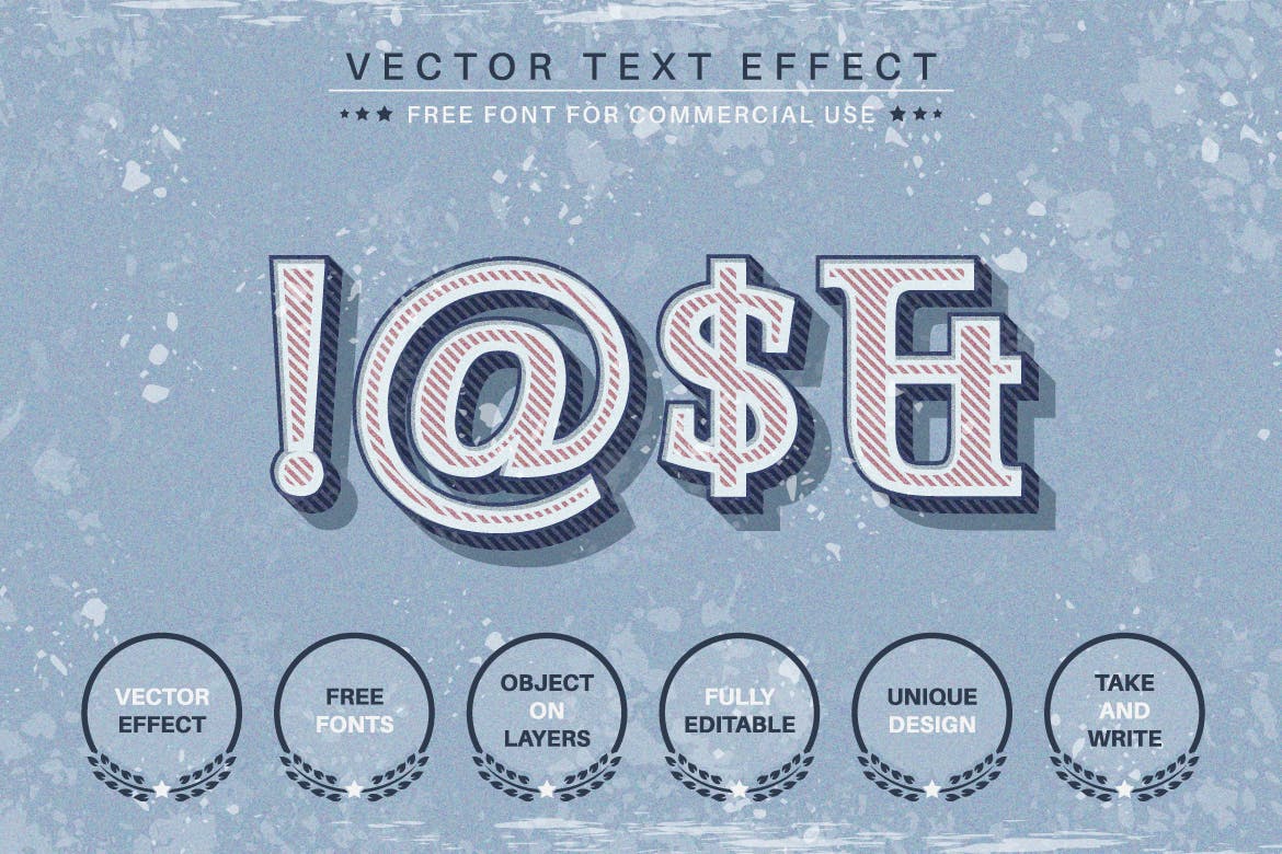 经典复古矢量文字效果字体样式 Classic Retro – Editable Text Effect, Font Style 插件预设 sucaiwan.com