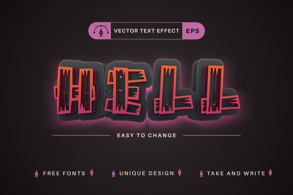 木制恐怖矢量文字效果字体样式 Wooden Horror – Editable Text Effect, Font Style 样机素材 sucaiwan.com