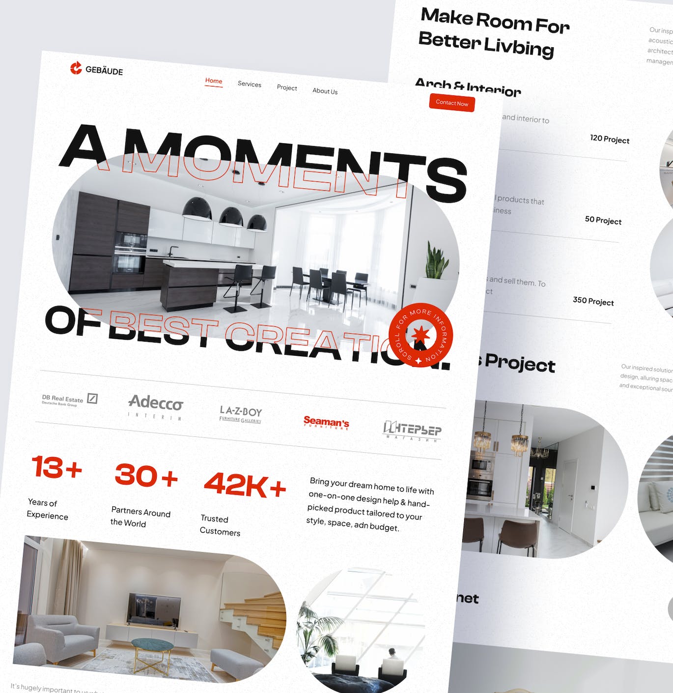 室内家具网站着陆页fig模板 Gebaude – Interior Landing Page APP UI sucaiwan.com