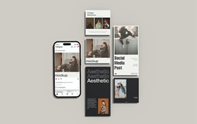 极简主义Instagram&屏幕手机样机 Minimalist Instagram Mockup