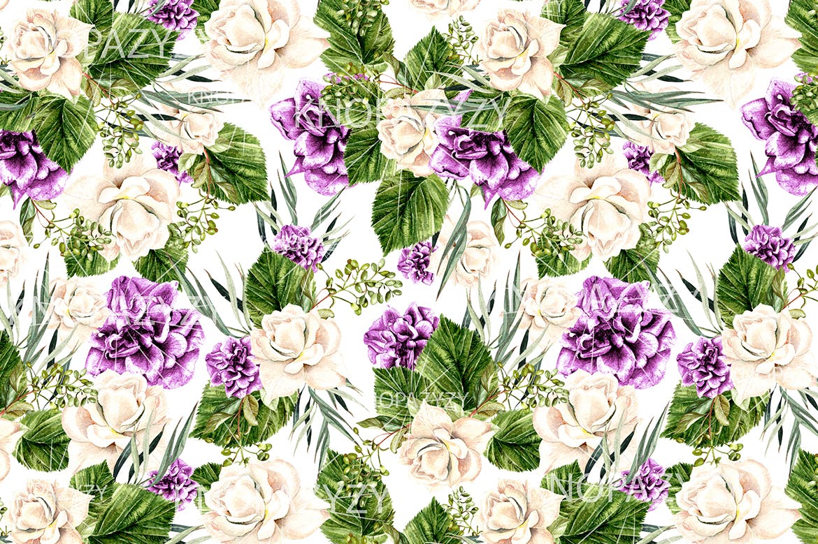 16个水彩多彩花朵图案素材 16 Watercolor Pattern 图片素材 sucaiwan.com