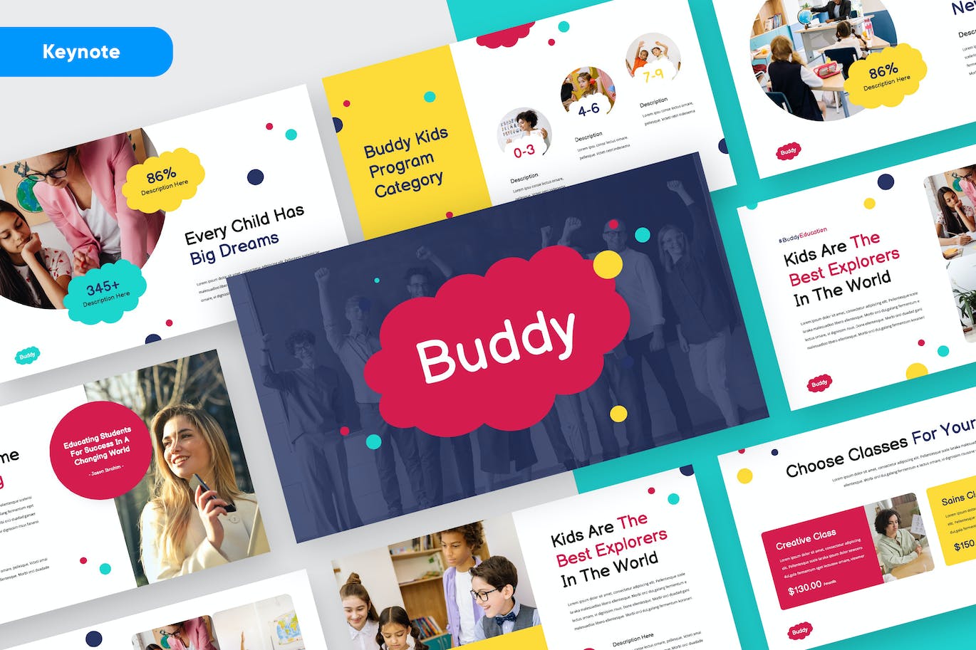 儿童教育演示文稿Keynote模板 Education Kids Keynote 幻灯图表 sucaiwan.com