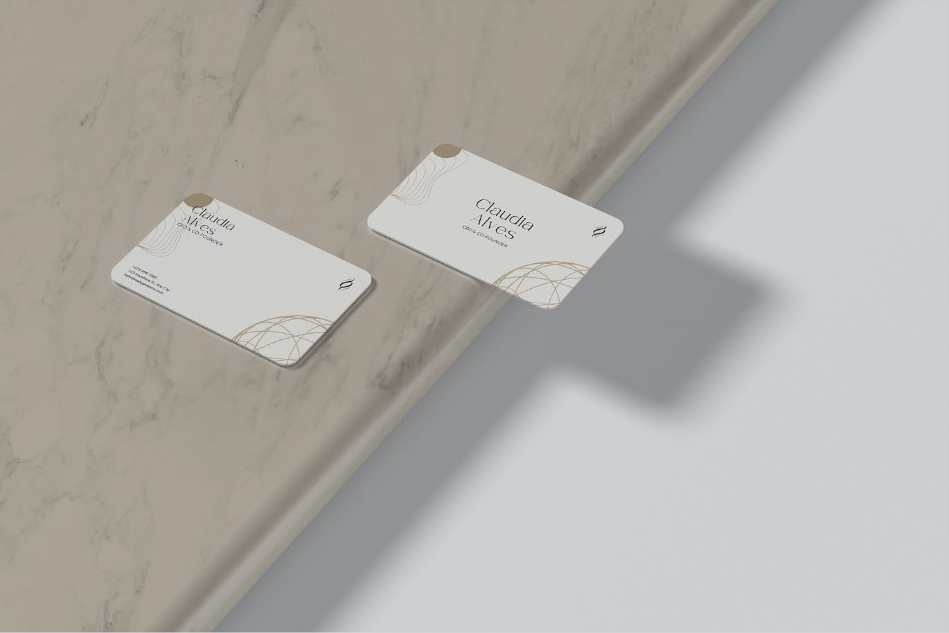 圆角名片设计展示样机图 Business Card Mockup 样机素材 sucaiwan.com