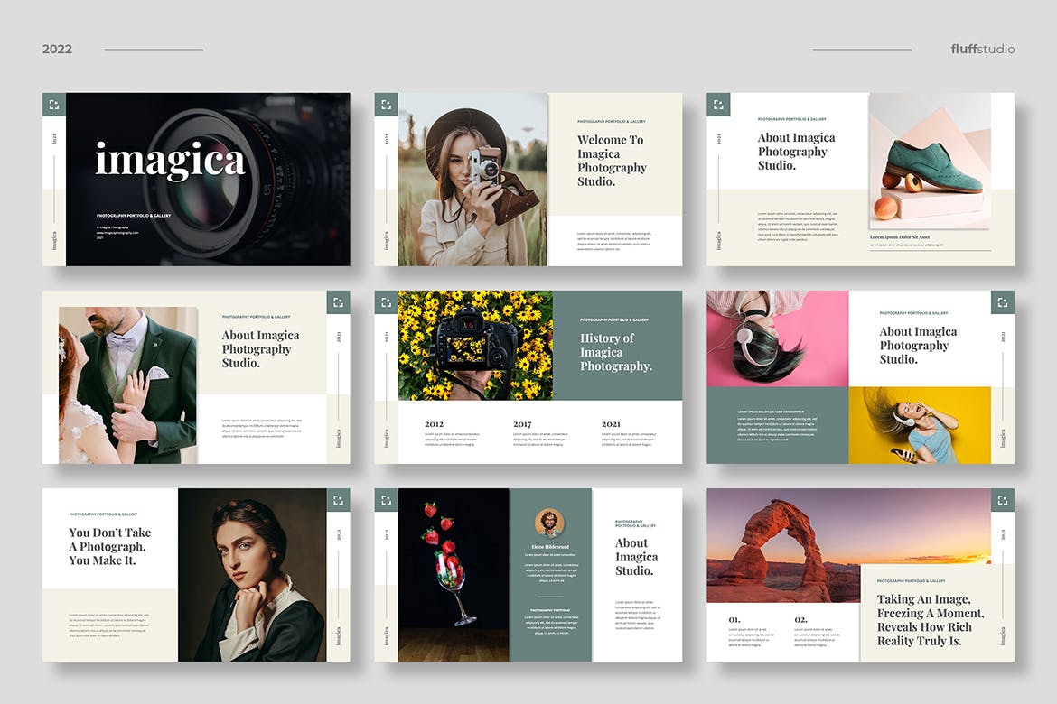摄影业务Keynote幻灯片演示模板 Imagica – Photography Keynote Template 幻灯图表 sucaiwan.com