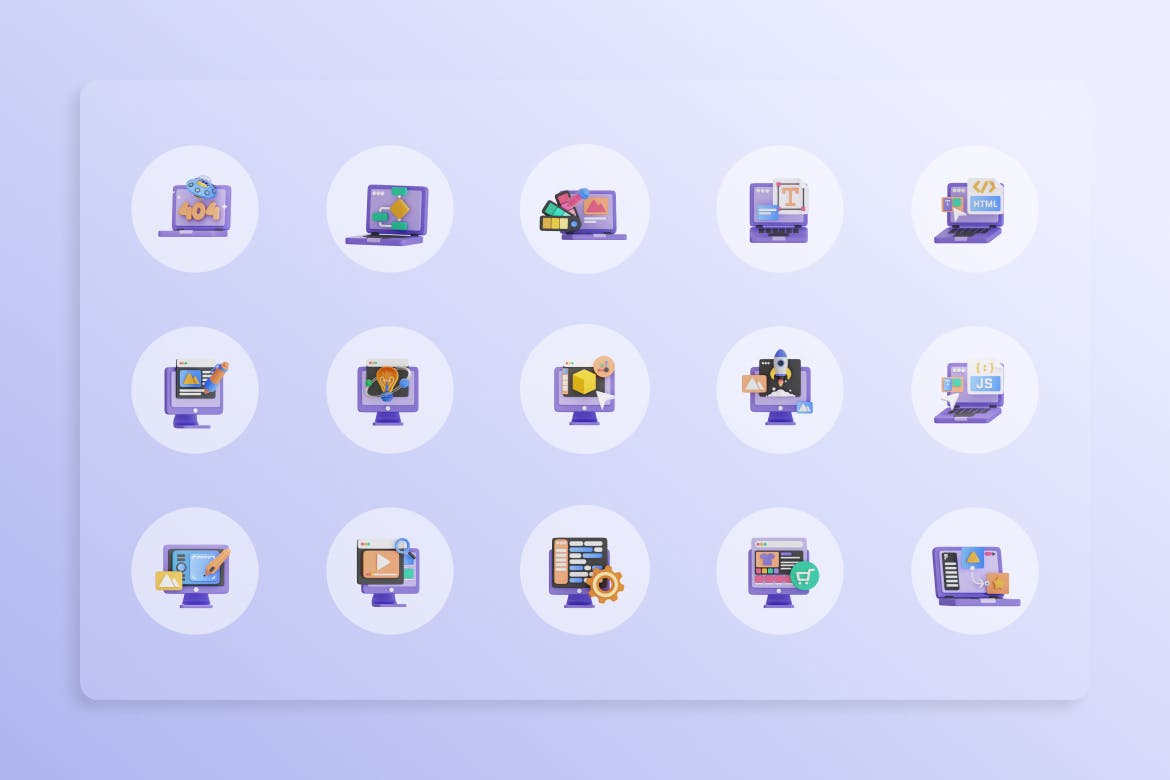 网页设计3D图标插画 Web Design 3D Illustration 图标素材 sucaiwan.com