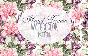 10个手绘水彩图案背景素材 10 Hand Drawn Watercolor Pattern