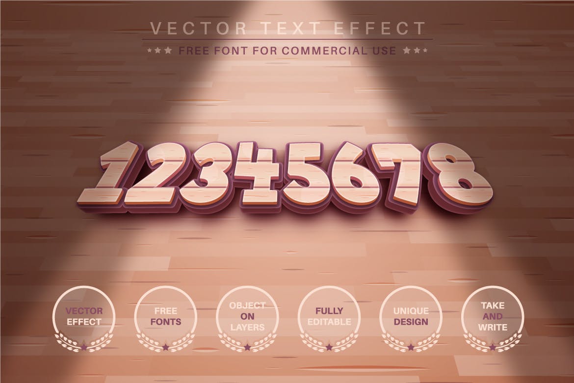 木材纹理字体样式矢量文本效果 Texture Wood – Editable Text Effect, Font Style 插件预设 sucaiwan.com