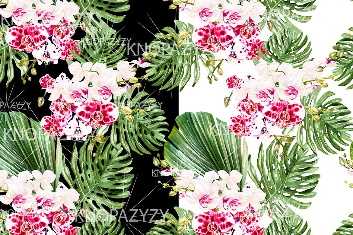 手绘水彩花卉叶子图案素材 Hand Drawn Watercolor 14 PATTERNS 图片素材 sucaiwan.com