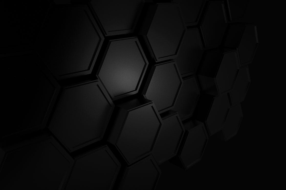 黑色蜂窝六边形背景素材 Black Hexagon Backgrounds 图片素材 sucaiwan.com