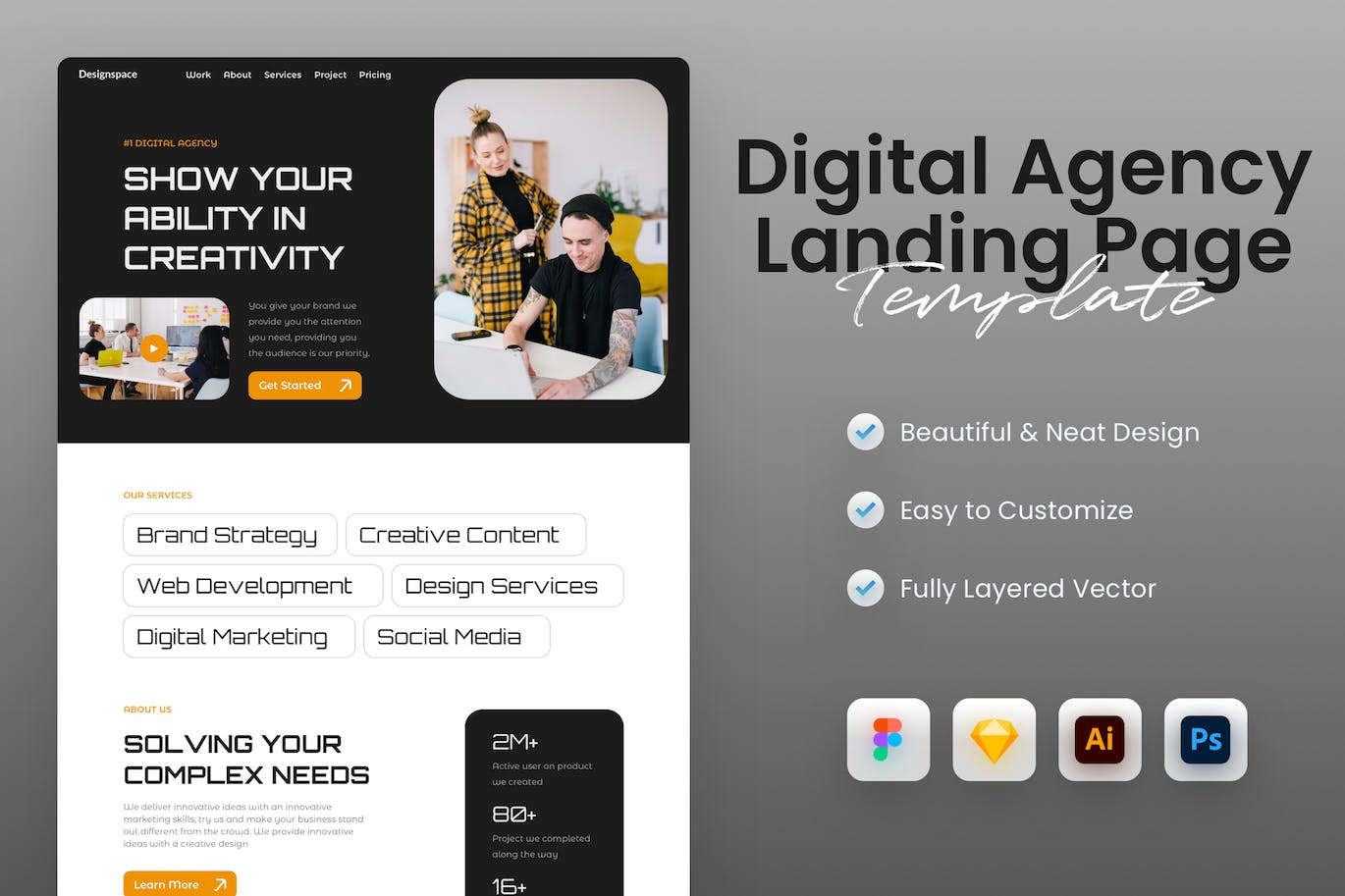 利基营销活动网站着陆页设计模板 Landing Page Design Template APP UI sucaiwan.com