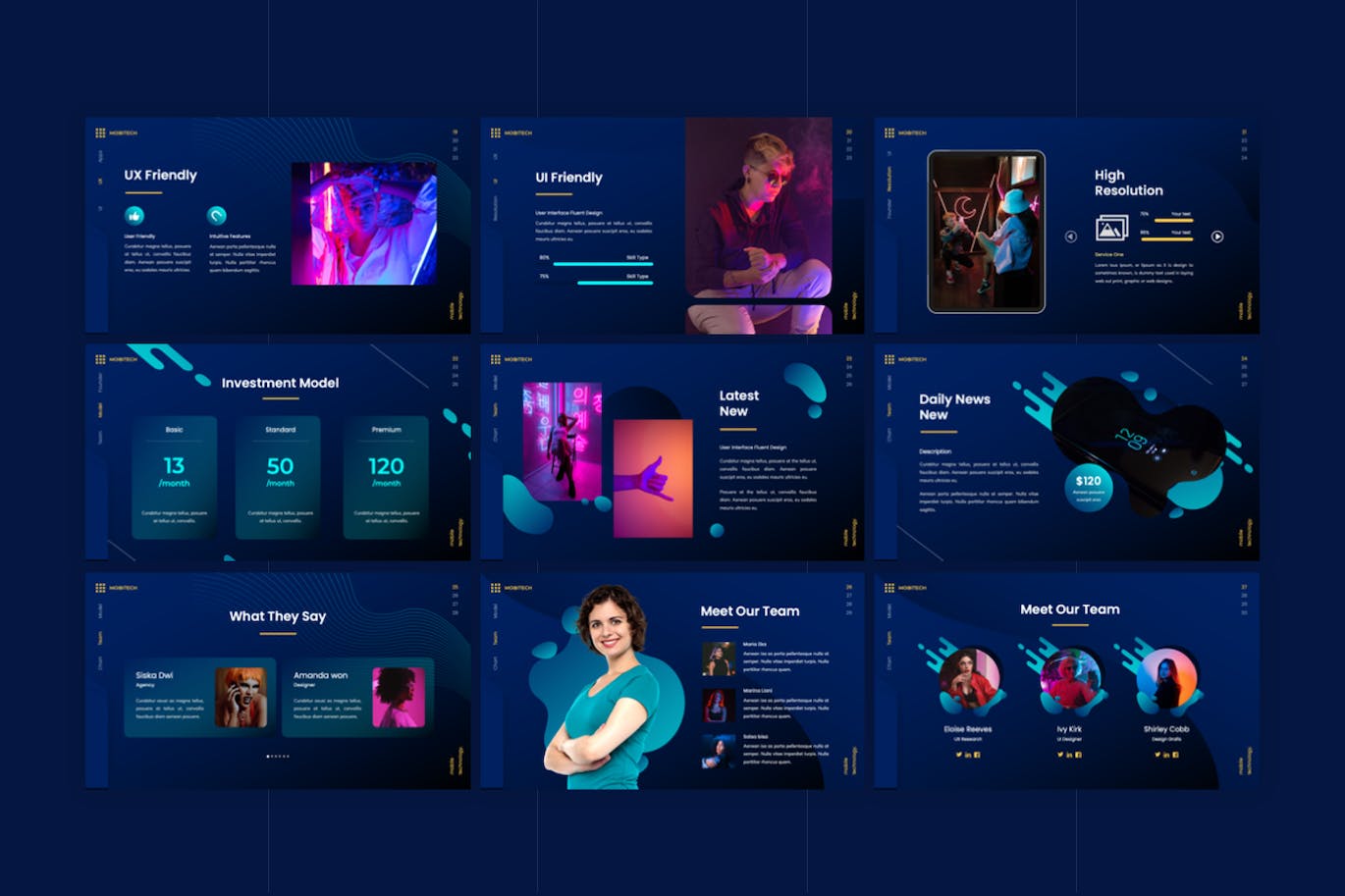 手机科技提案PowerPoint演示模板 Mobitech – Mobile Proposal PowerPoint Template 幻灯图表 sucaiwan.com