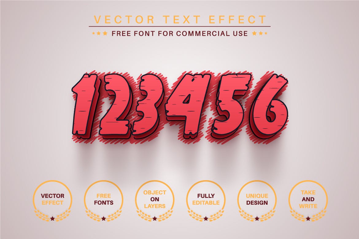 红色线条矢量文字效果字体样式 Pink Heart – Editable Text Effect, Font Style 插件预设 sucaiwan.com