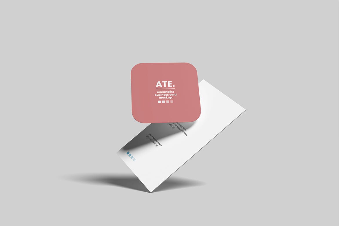 圆角方形和竖版名片设计展示样机psd模板 Square and Portrait Business Card Mockup 样机素材 sucaiwan.com