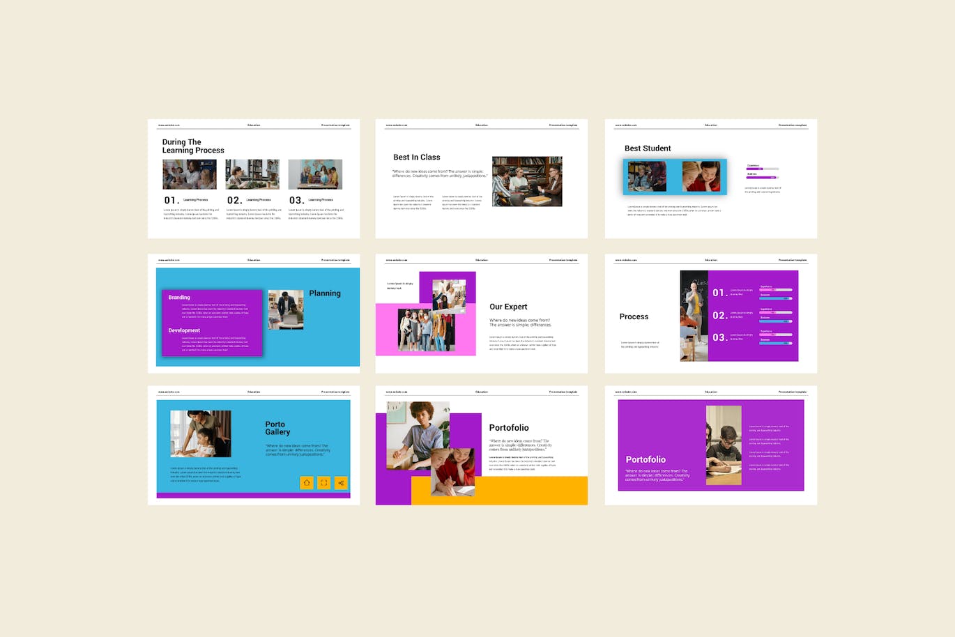 现代创新教育主题Google幻灯片模板 Education Google Slide Template 幻灯图表 sucaiwan.com