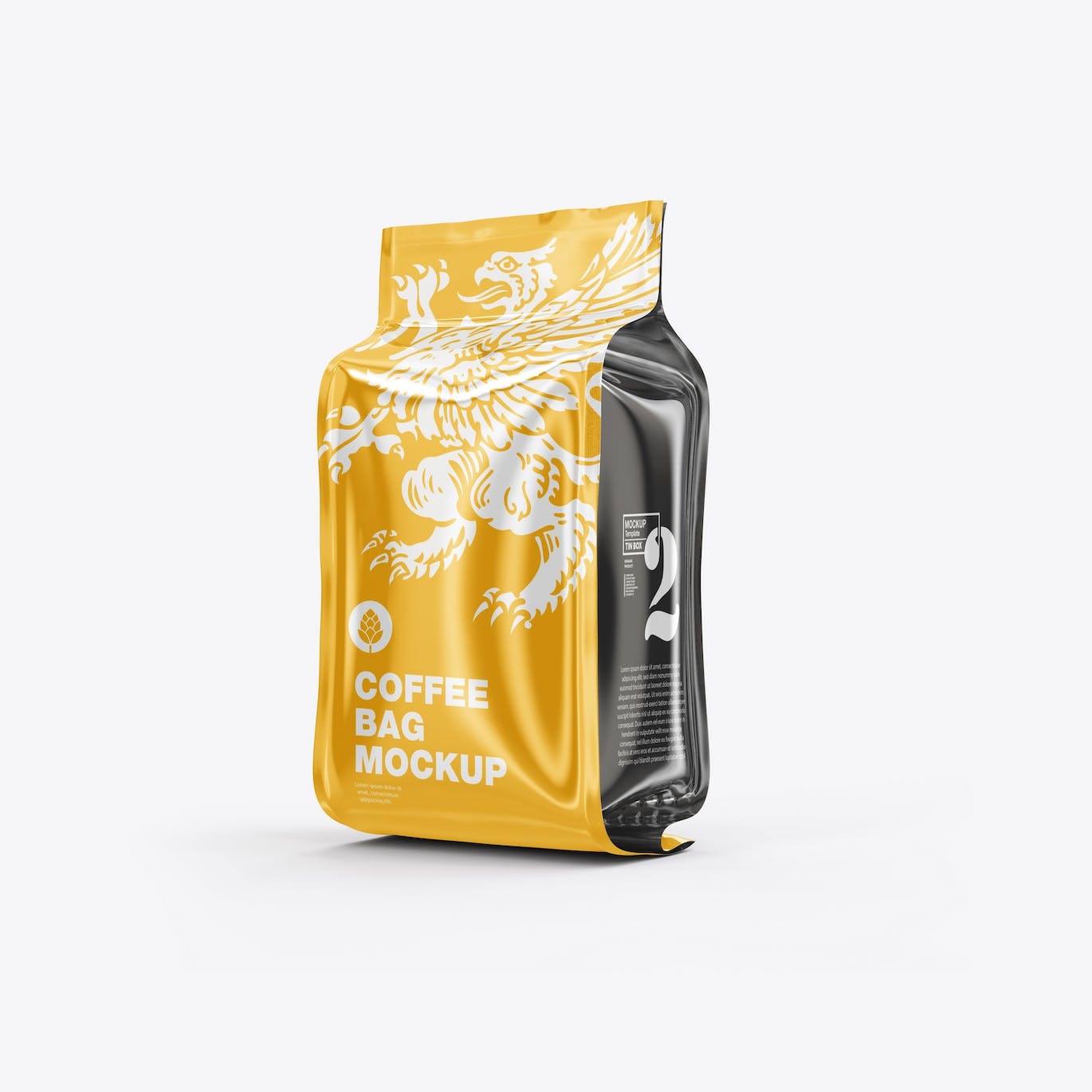 光滑的塑料纸咖啡袋包装设计样机图 Set Glossy Plastic Paper Coffee Bag Mockup 样机素材 sucaiwan.com