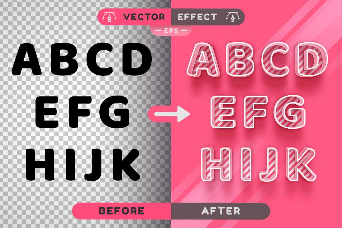 甜粉色糖果矢量文字效果字体样式 Sweet Pink Candy – Editable Text Effect Font Style 插件预设 sucaiwan.com