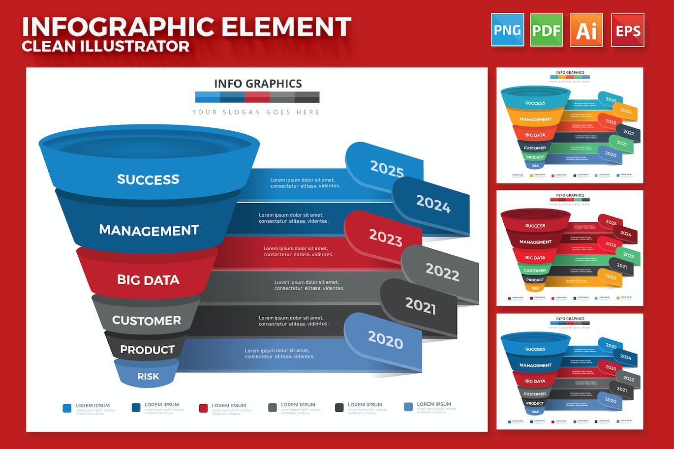 漏斗时间轴信息图表模板 Funnel Infographics 幻灯图表 sucaiwan.com