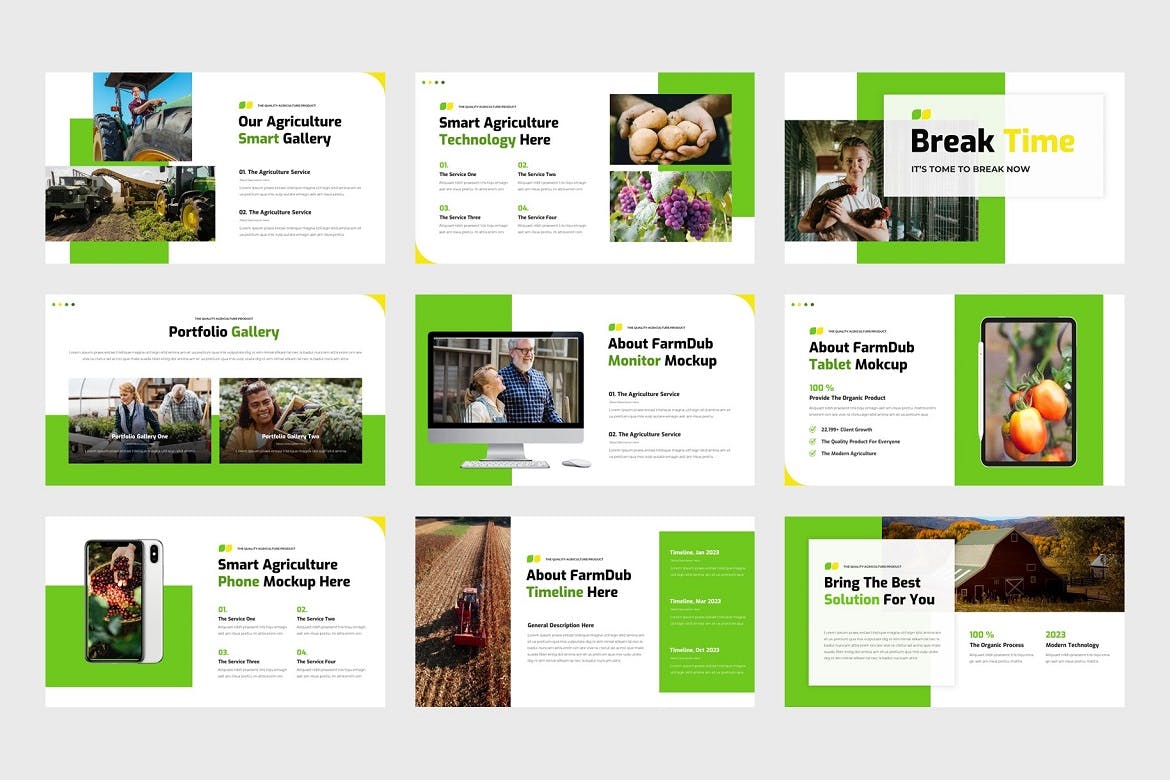 农业概况简介PowerPoint演示模板 FarmDub – Agriculture Profile PowerPoint Template 幻灯图表 sucaiwan.com