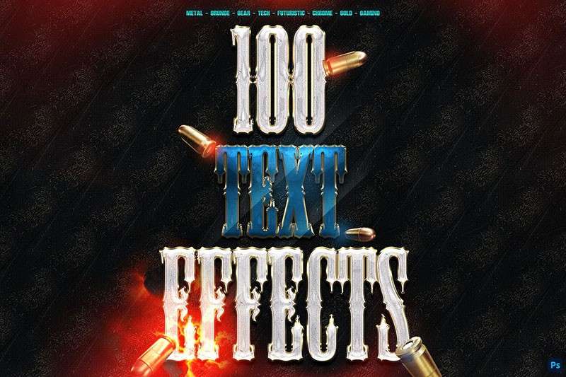 100种金属文字特效图层样式，PSD ASL格式 图片素材 sucaiwan.com