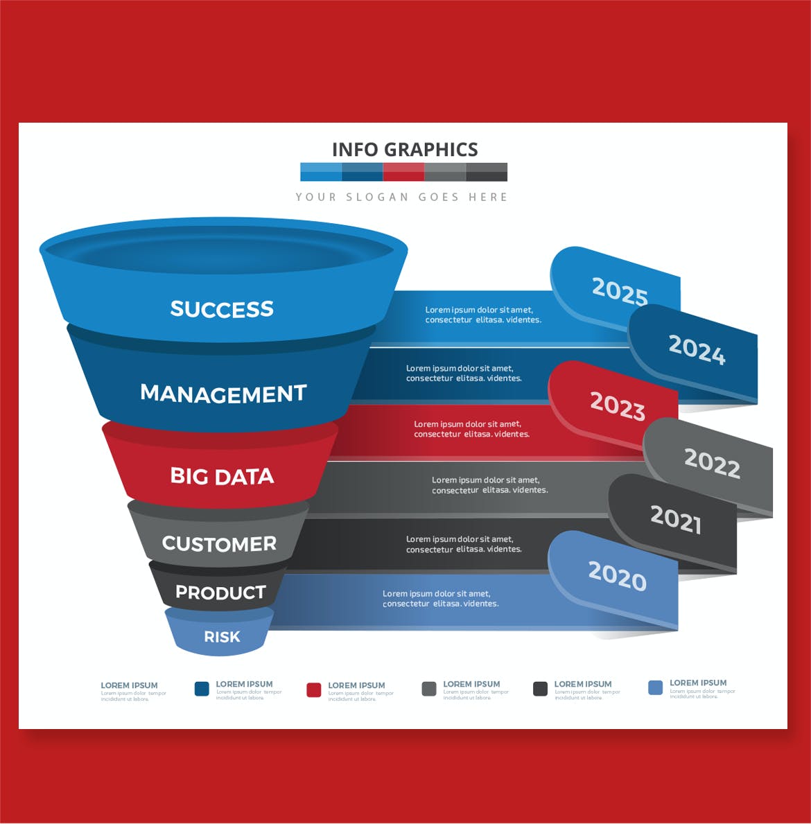 漏斗时间轴信息图表模板 Funnel Infographics 幻灯图表 sucaiwan.com