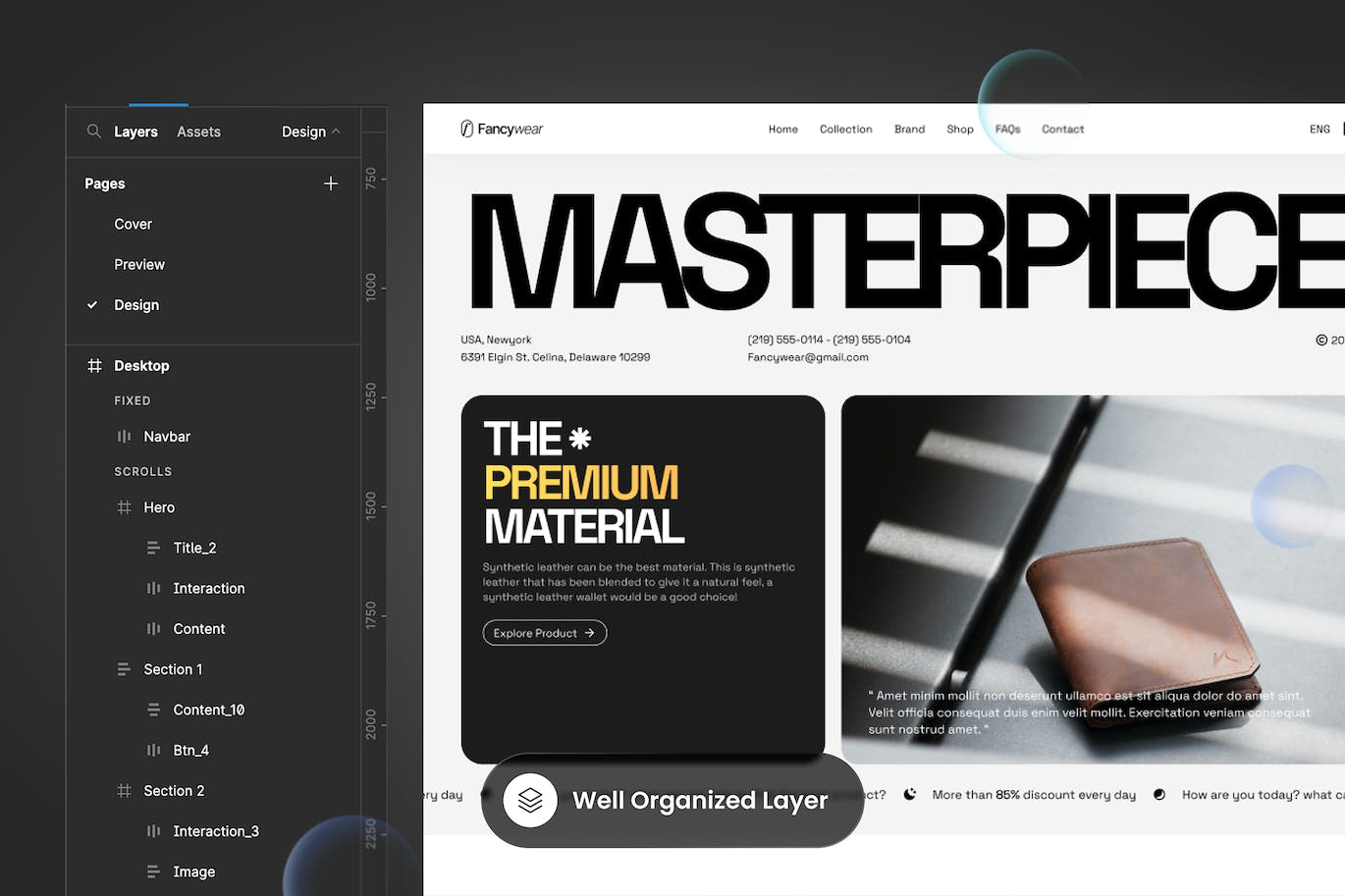 钱包产品网站着陆页设计模板 Fancywear- Wallet Product Landing Page APP UI sucaiwan.com