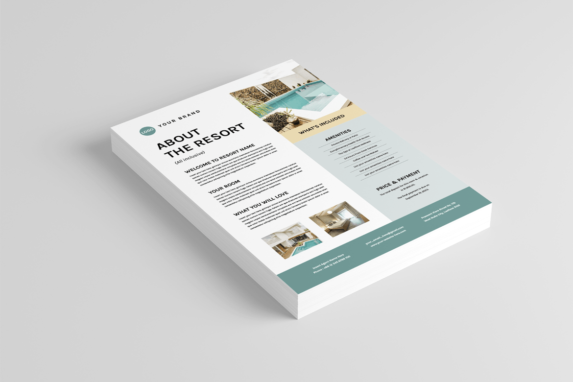 酒店度假村传单海报模板 Resort Flyer | MS Word & Indesign 设计素材 sucaiwan.com