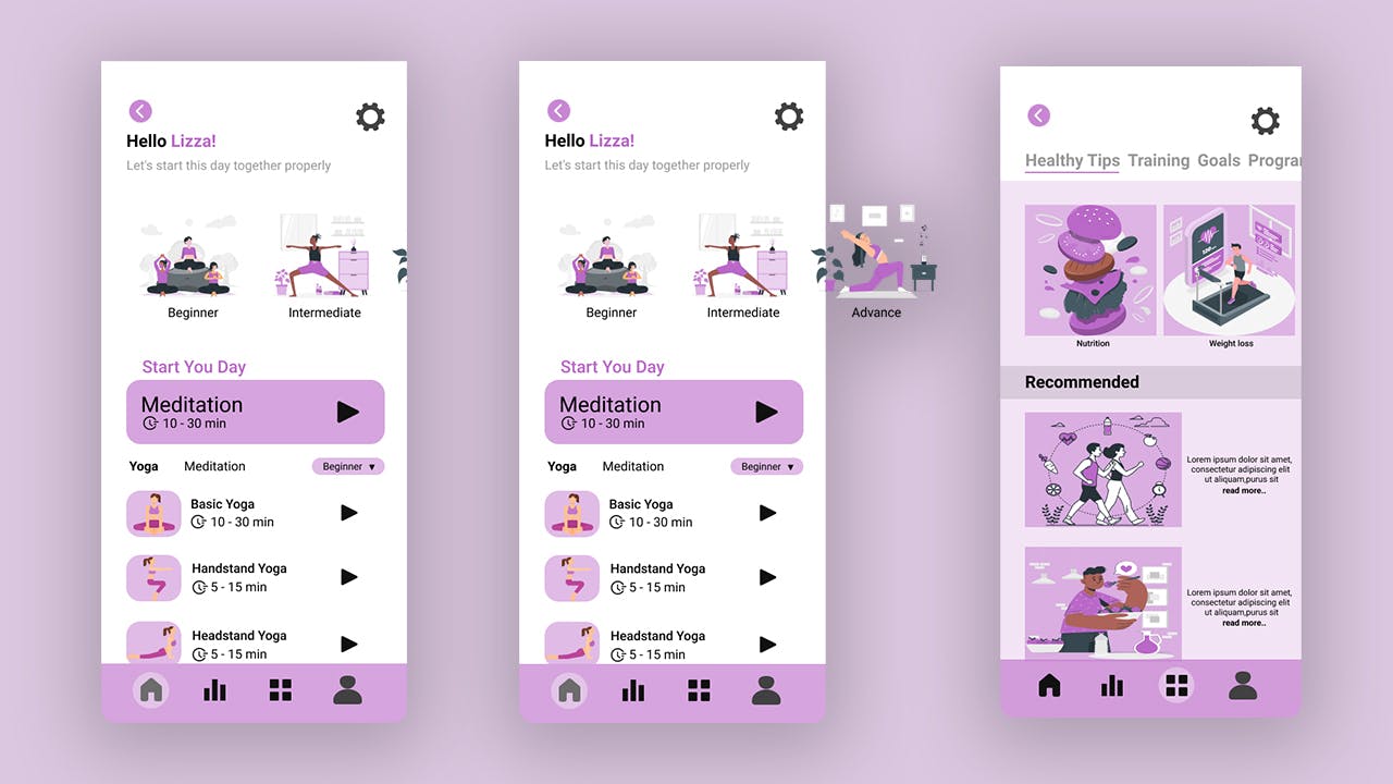 瑜伽运动App应用UI设计套件 Togation – Yoga Mobile App UI Kit APP UI sucaiwan.com